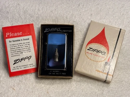 Vintage 1960's ZIPPO Coca Cola Bottle Insignia Cigarette Lighter w/Box-BRAND NEW