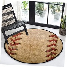 Baseball Rug 36.2 inch Circle Retro Rug Round Area Throw Rugs for Boys Men