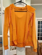 Women  s Orange Two Piece Tracksuit Zip Up Jacket Flare Pants Lounge New Small