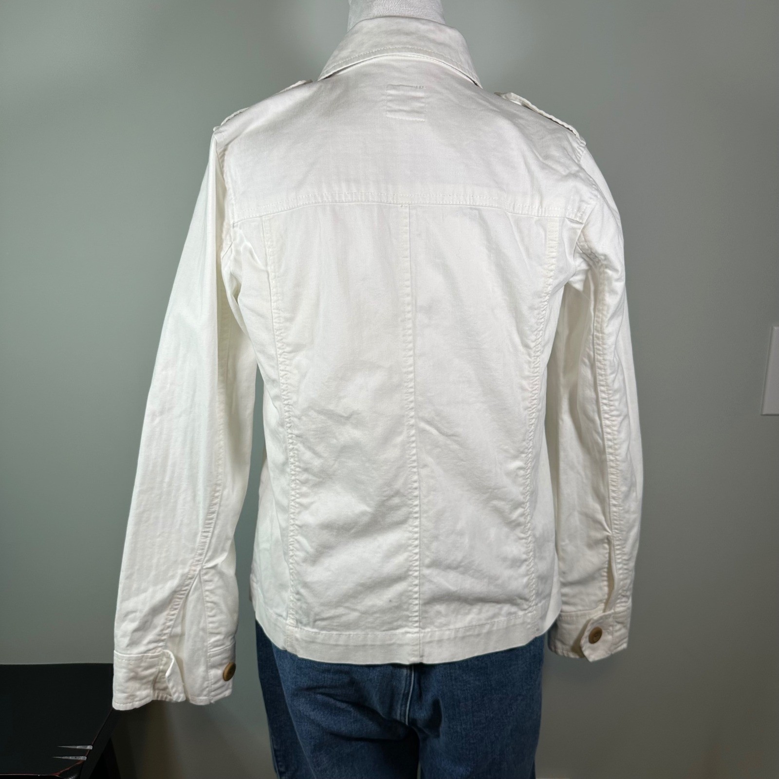 GAP White Utility Jacket Button Front Long Sleeve… - image 2