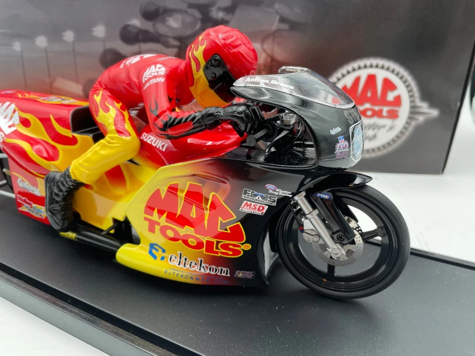 Action Antron Brown Mac Tools 2001 Pro Stock Bike 1:9 Scale Diecast Case and Box - Image 2 of 4