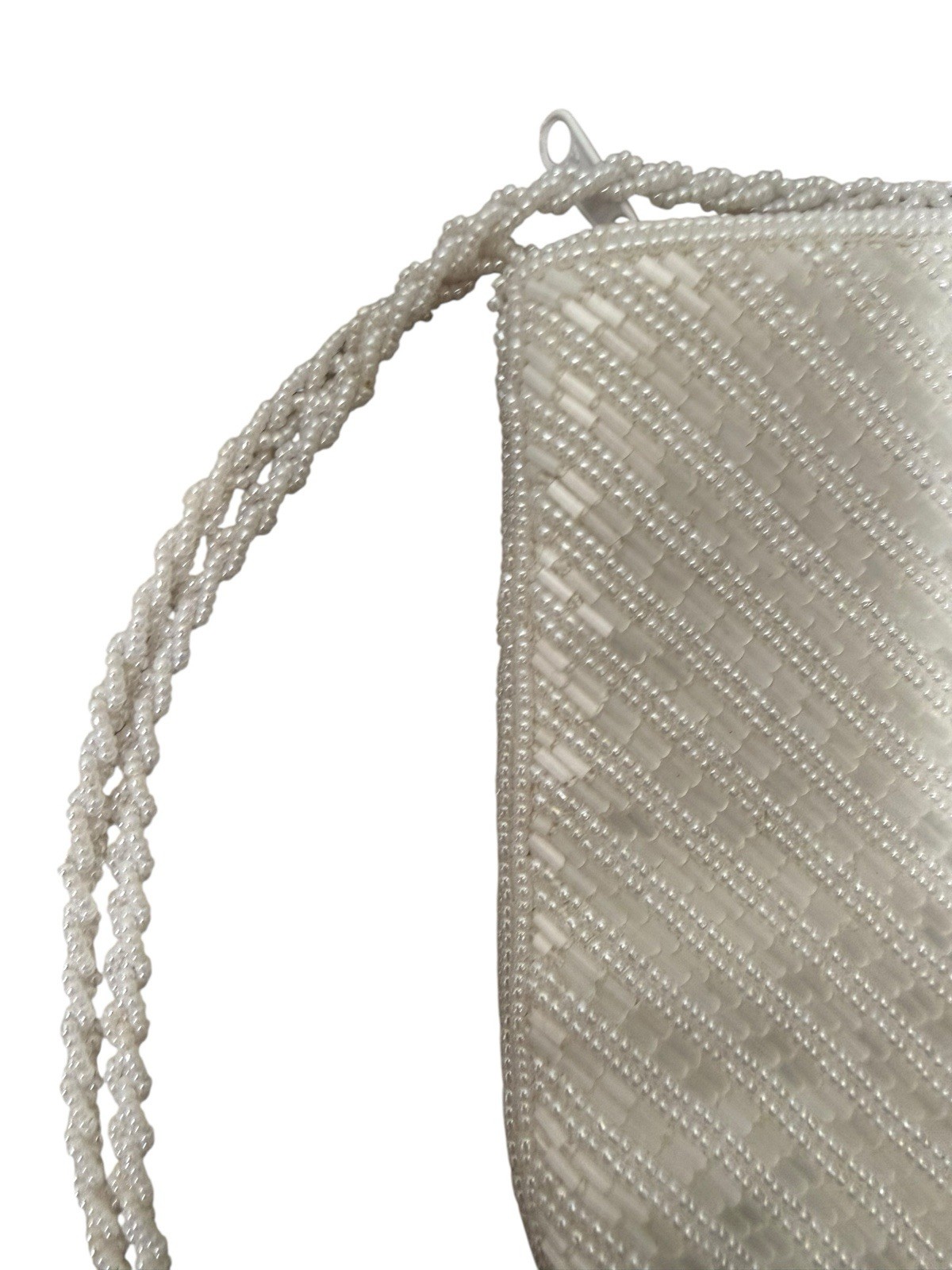 Andre Cellini White Beaded Chevron Pattern Evenin… - image 2