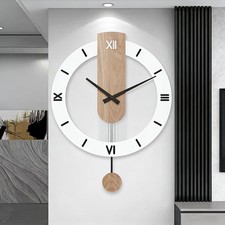 Wanduhr mit Pendel Wohnzimmer Holz Uhr Lautlos Pendeluhr Modern Küchenuhr Deko
