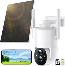 ✅AMTIFO 4G LTE Cellular Solar Security Camera - No Wi-Fi Needed, 360, PTZ, Night