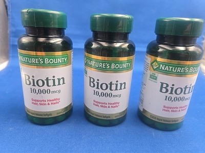 3 Bottles Nature's Bounty Biotin Rapid Release Softgels 120 Ct 01/2028 Sealed