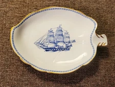 Spode Trade Winds (Blue) Leaf Serving Dish 7in