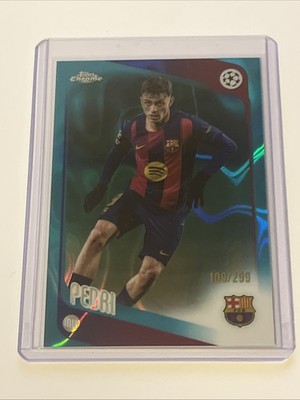 2026 Topps Chrome UEFA Champions League Teal Ray Wave Pedri /299 FC Barcelona