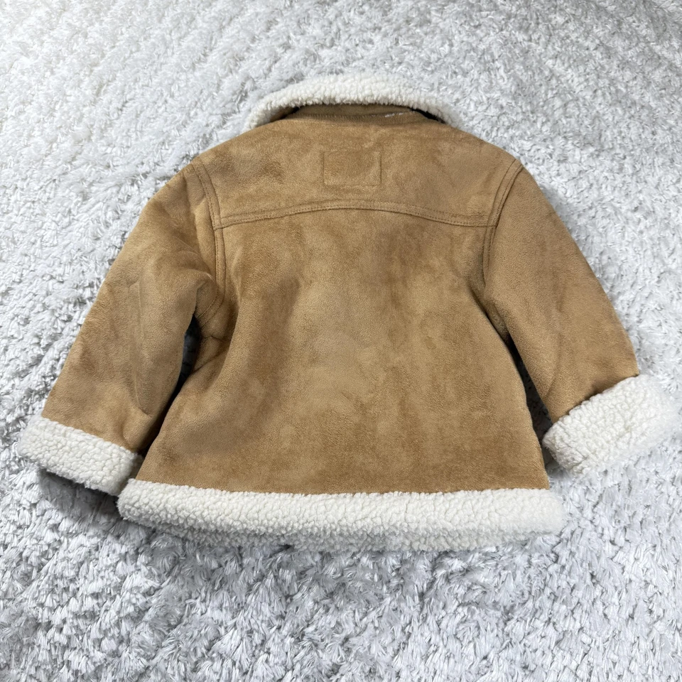 Old Navy Jacket Toddler Girls 2T Tan Sherpa Lined Faux Suede Equestrian Luxury - Image 2 of 4