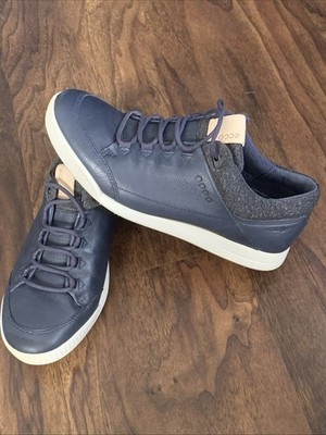 ECCO Street Retro Blue Mens 5-5.5 Spikeless Golf Shoes HydroMax Leather