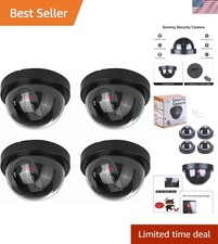 Weatherproof Dummy Dome Cameras   4 Pack with Flashing LED for Easy Installation