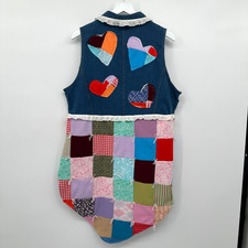 Vintage Quilted Patchwork Vest Top Shirt Size 3X Double Knit Upcycled Boho Artsy