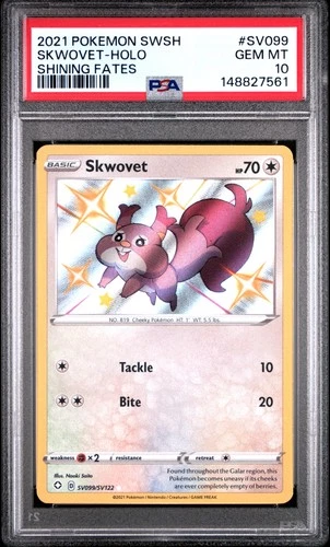 2021 POKEMON SWORD & SHIELD SHINING FATES #SV099 SKWOVET-HOLO PSA 10