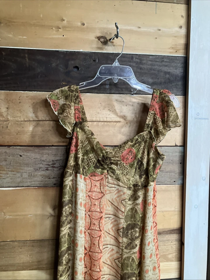 Bandolino 女式雪纺迷笛连衣裙 6 码草原浪漫波西米亚时尚流畅 — 第 2/4 张图片