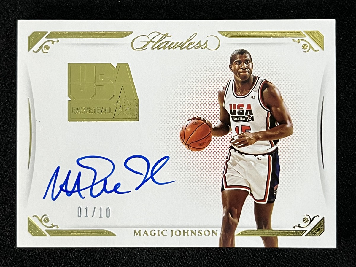 1/10 ! 2020-21 Panini Flawless Magic Johnson #USA-MAG USA Basketball Gold Auto