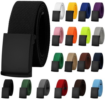 Canvas Web Belt Fully Adjustable Fit waist 29-47'', 1pk Black Buckle -