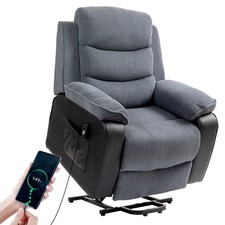 HOMCOM Power Lift Riser Recliner Chair with High Back, Remote, Dark Grey