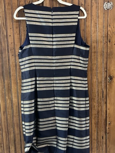LILLY PULITZER Virginia Navy Dress Silver/Gold Metallic Stripe Jewels Sz 12 - Picture 9 of 11