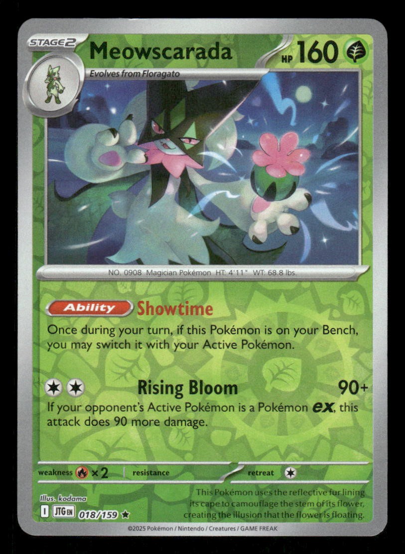 Meowscarada Rare Reverse Holo SV09: Journey Together 018/159 NM