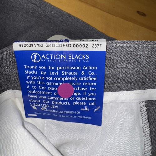 Vintage Levis Action Slacks Hose 44x30 Hergestellt in den USA Herren Dacron Deadstock Neu aus altem Lagerbestand Neu mit Etikett - Bild 10 von 14