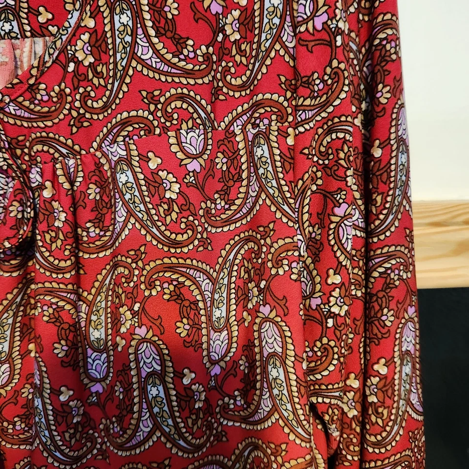 Avenue Womens Peasant Blouse Tunic Boho Size 18/20 Paisley Print Long Sleeve Top - Image 4 of 4