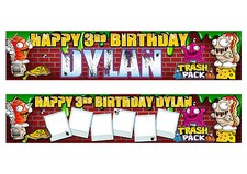 2 X Trash Pack Personalised Childrens Birthday Banner. 