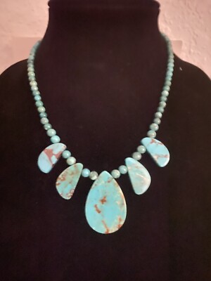 Jay King Seven Peaks Turquoise Necklace with Teardrop Stations NWT
