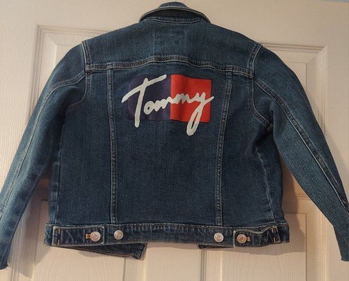 Tommy Hilfiger Denim Jacket Medium 8-10 Spellout Blue - Picture 4 of 4
