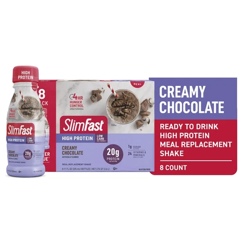 SlimFast High Protein Shake Creamy Chocolate 11 Fl Oz Bottle 8 Pack