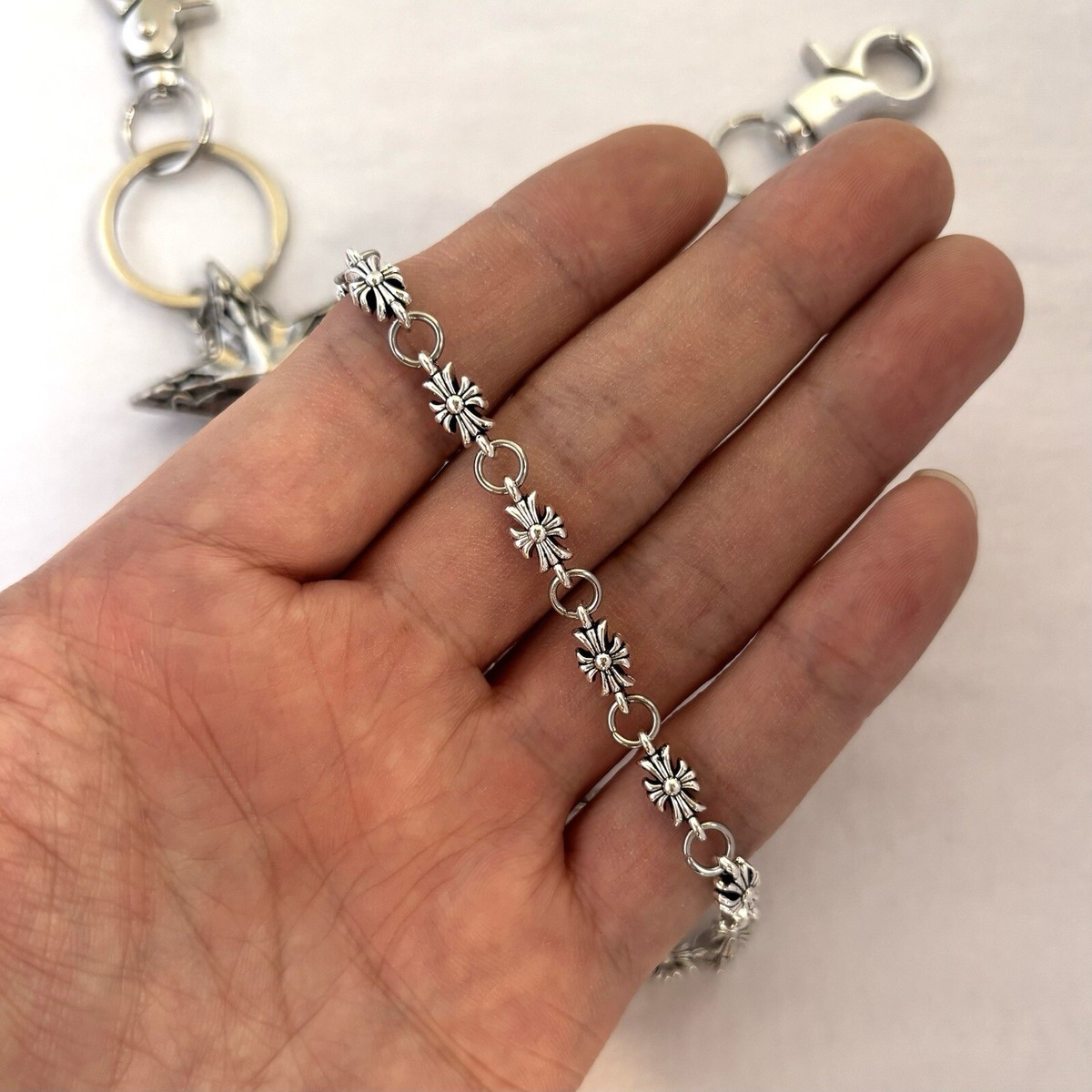Catena Jeans A Croce Pentagramma - Portachiavi E Accessorio Unisex Argento