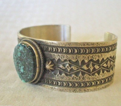 Adrian Reeves Long NAVAJO Stamped STERLING SILVER Cuff BRACELET