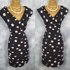 COAST Spot Draped Fitted Dress Size 12 UK Occasion Party Evening Cocktail Cruise