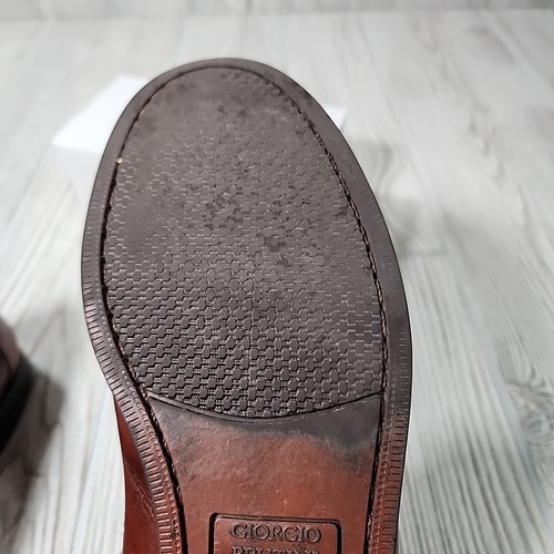 Giorgio Brutini Mens Dress Shoes Size 9 D Brown Woven Leather Loafer with Tassel - Picture 19 of 22