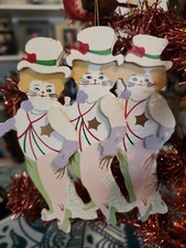 Vintage SEXY CAT Tree Ornaments Set Of 4 Cara Marks BALLERINA CANCAN FANCY