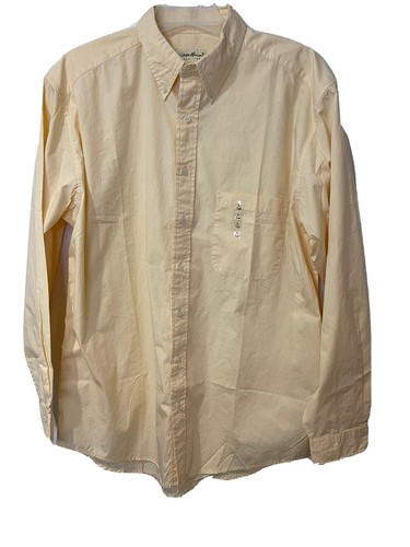 Vtg 90s Eddie Bauer Mens Large Tall Faded Chamois Cloth Button