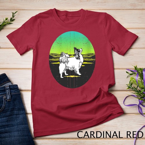 Camiseta para mujer Graphic 365 raza perro mariposa estilo puesta de sol retro unisex - Imagen 2 de 15