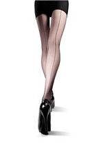 059 Collant VELATO Nero Con Riga Dietro NERA Calze Nylon Vintage Velate Nere