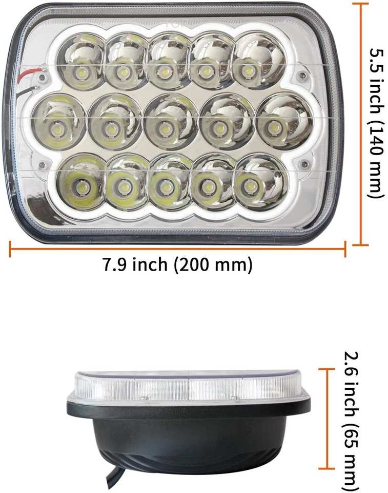 "Faro LED 2P 7x6" Hi-Lo DRL para camioneta Chevy C1500 C2500 C3500 Suburban 5X7""" Foto 2 de 4