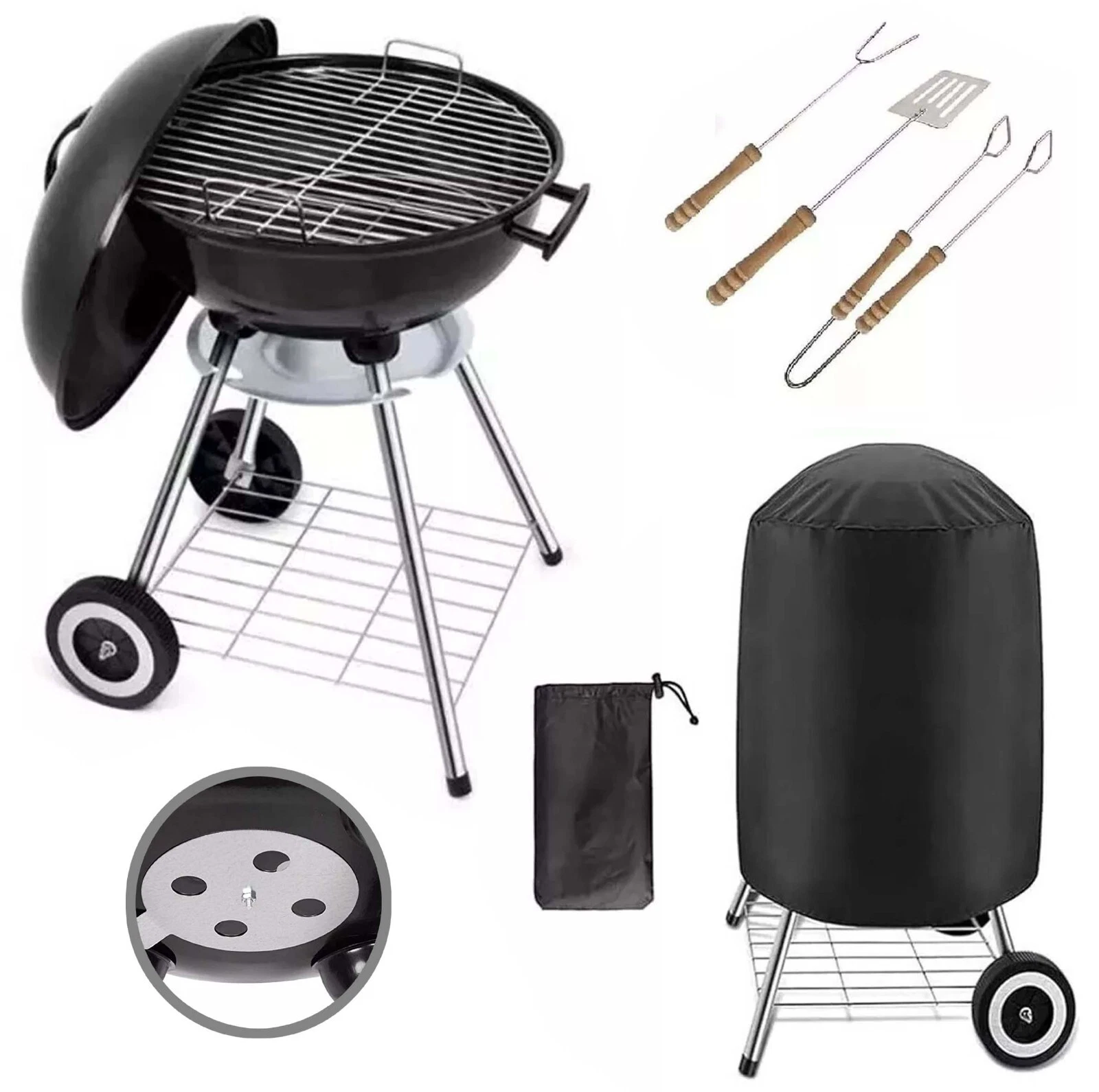 43cm Round Kettle BBQ Charcoal Grill Portable Outdoor Heat Control Patio Black
Opens in a new window