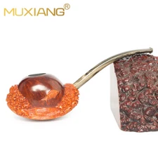 MUXIANG Handmade Rusticated Tobacco Pipe Briar Wood Carved Freehand Smoking Pipe