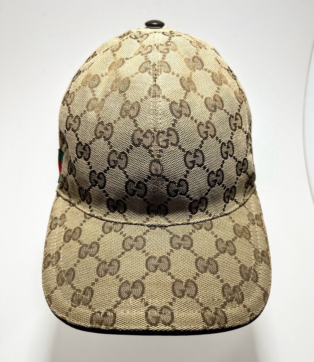 GUCCI GG Canvas Web Sherry Line Cap M Beige Green Red Style GUCCI GG Canvas Web Sherry Line Cap M Beige Green Red Style