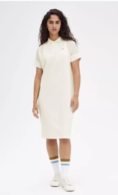 FRED PERRY TENNIS DRESS ECRU COLLERED DRESS SIZE UK 8