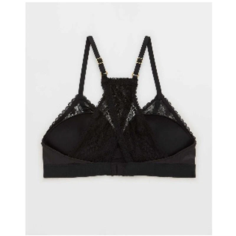 Sujetador Aerie Real Power Dorado Inalámbrico Push Up Paisley Encaje Talla 34D Foto 4 de 4