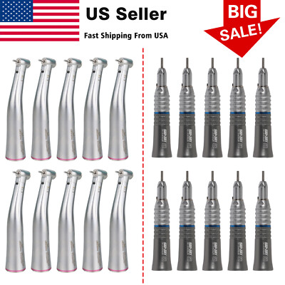1-10 Dental 1:5 LED Fiber Contra Angle /1:1 Straight Handpiece Nosecone For NSK