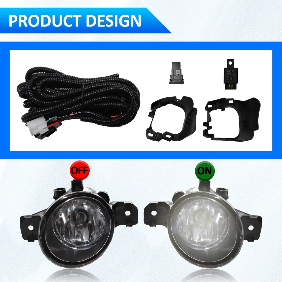 Juego de luces antiniebla transparentes con cable de soporte para Nissan Versa Note Hatchback 2014-2016 Foto 3 de 4
