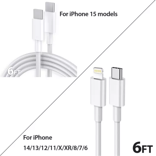 OEM Original For iPhone 15 14 13 12 Charger Cable 3ft 6ft 20W Power Adapter - Picture 15 of 16