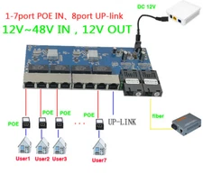 Gigabit Ethernet Switch Reverse POE Switch 8 RJ45 2 SC Fiber Media Converter New