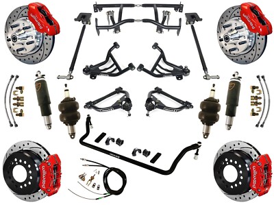 RIDETECH AIR RIDE & 4-LINK SYSTEM,WILWOOD DISC BRAKES,11'' DRILL,RED,70-81 F-BODY