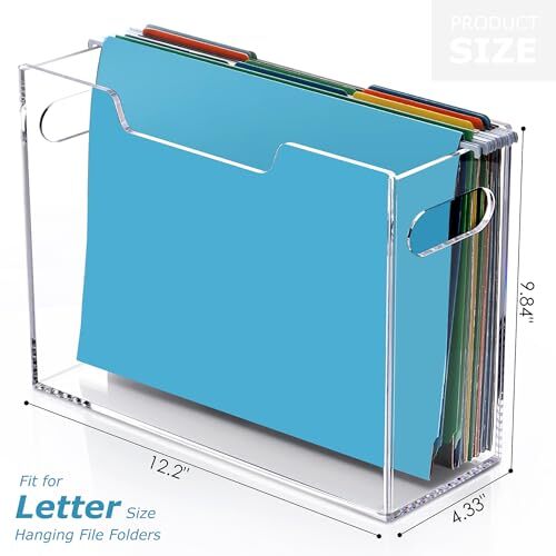 Hanging File Box Size Acrylic Hanging File Organizer, Clear Portable Letter - Picture 3 of 8