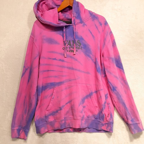 Sudadera con Capucha Vans Para Hombres Park Tie Dye Talla L/Púrpura Fucsia/Cordón/Bolsillos - Imagen 3 de 11