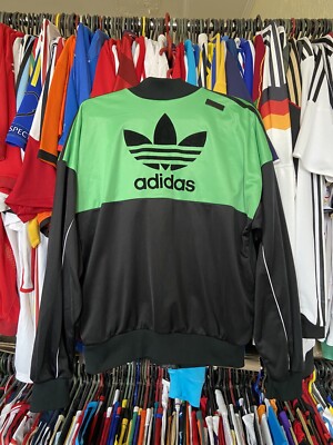 緑と黒のストライプジャケット 89 HIBERNIAN 1989 1990 FOOTBALL SOCCER SQUAD TRACK JACKET ADIDAS sz